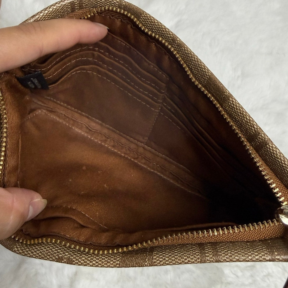 Coach F65748 Brown Signature Coated Canvas Wristlet