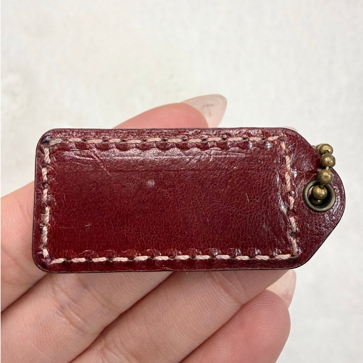 1.5" y2k COACH Vintage Suede Leather Fob Bag Charm Hang tag Hangtag