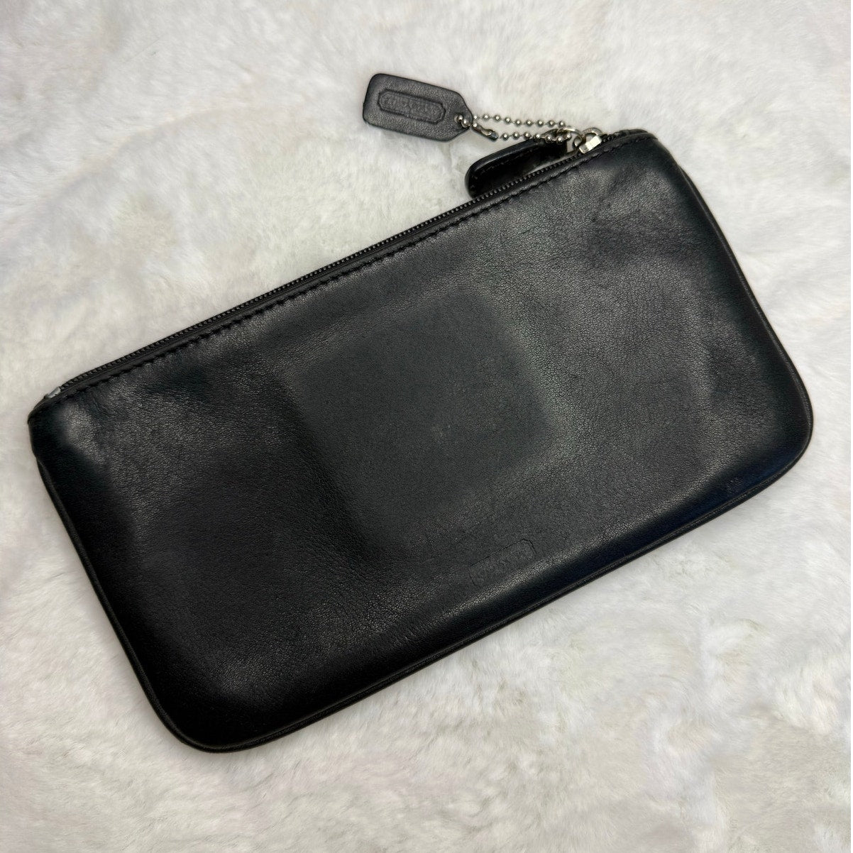 Vintage COACH y2k Black Slim Money Make up Cosmetic Case Pouch