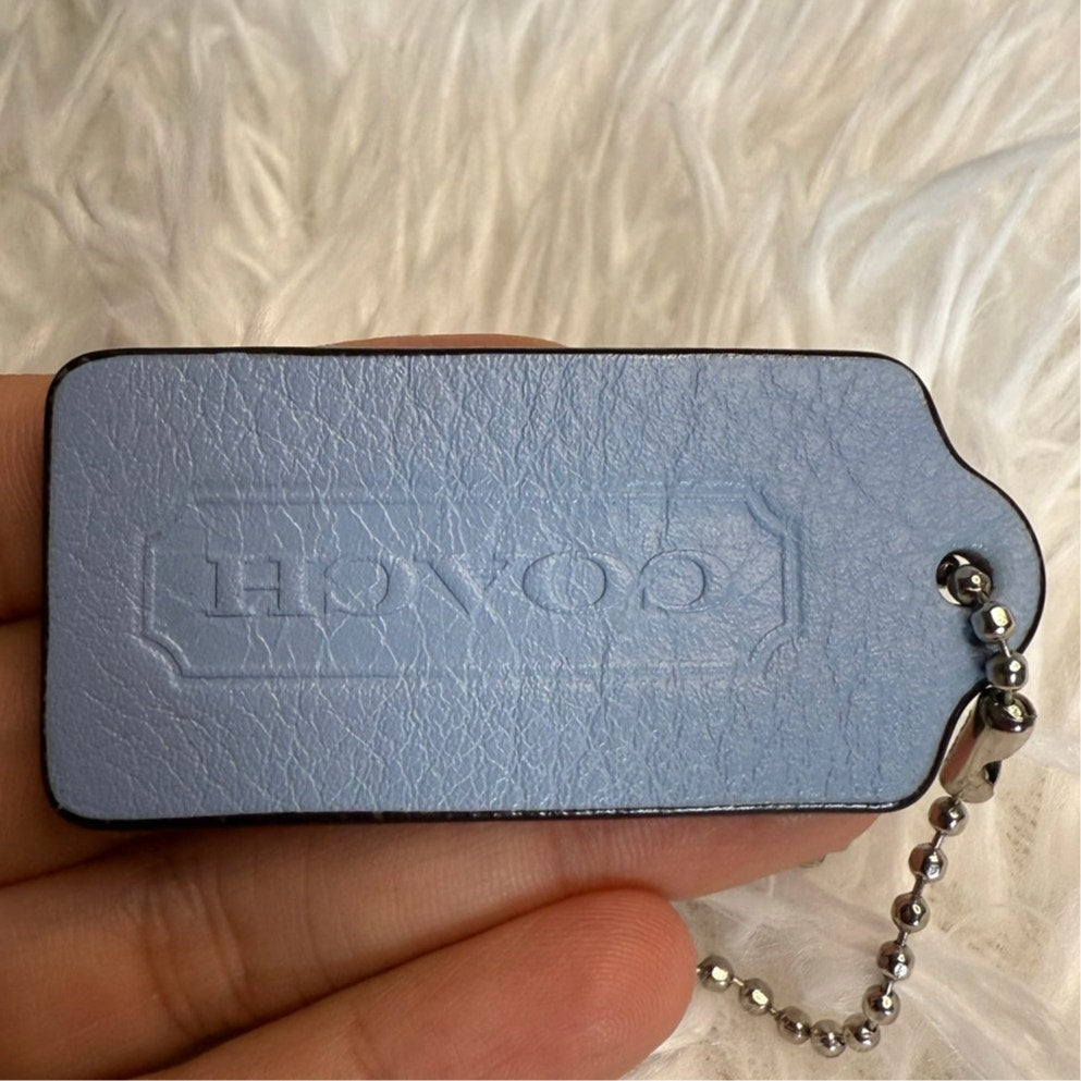2” COACH Legacy Blue Fob Bag Charm Hang tag Hangtag