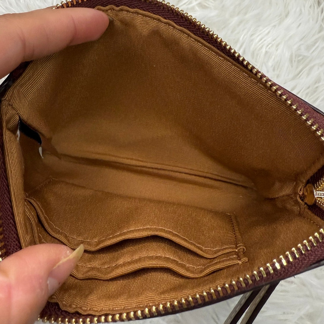 COACH Brown Coated Canvas Wristlet