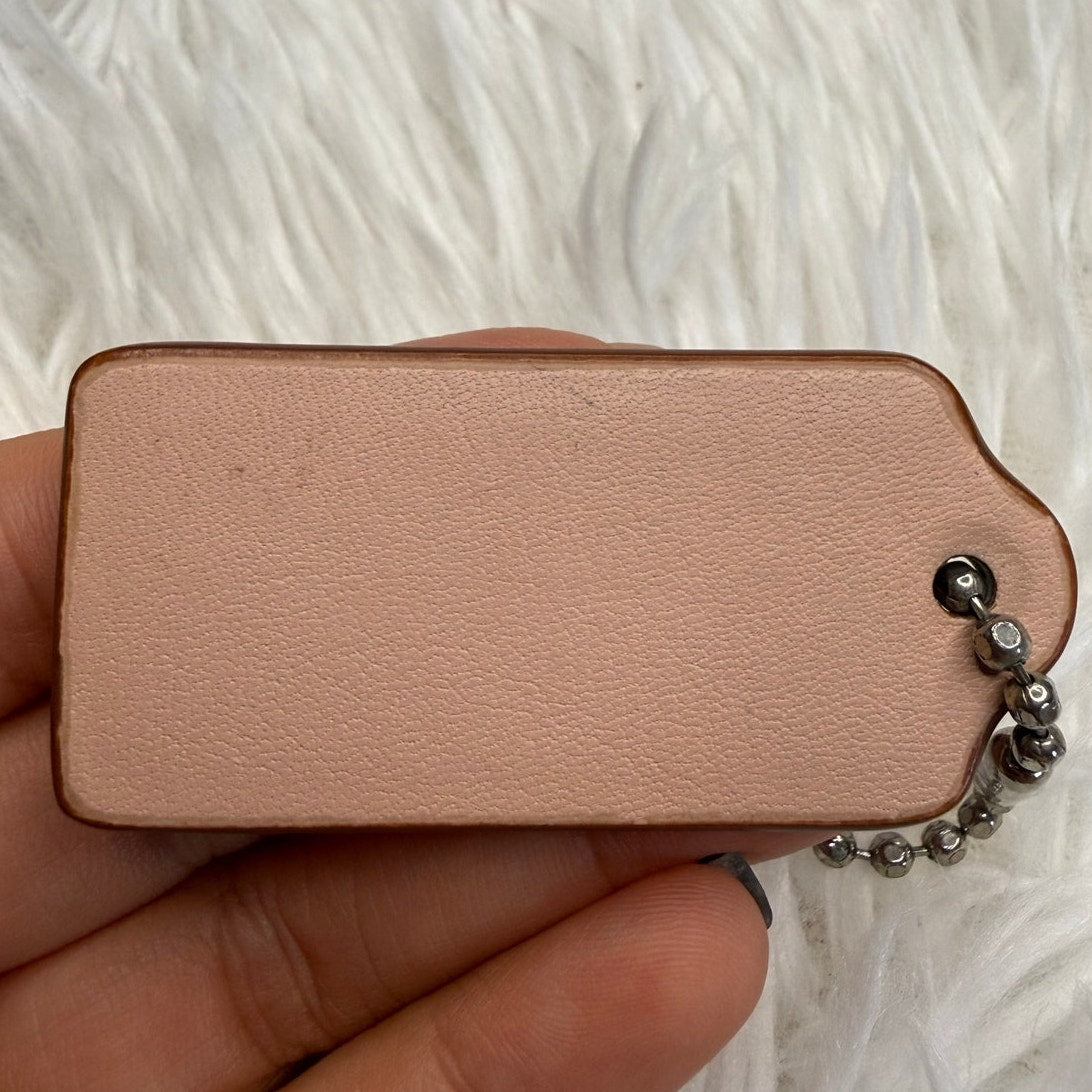2” COACH Cream Pink Gold Fob Bag Charm Hang tag Hangtag