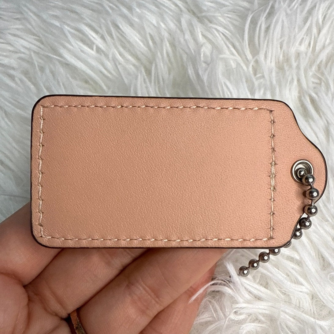 2.5" COACH Peach White Pink Fob Bag Charm Hang tag Hangtag