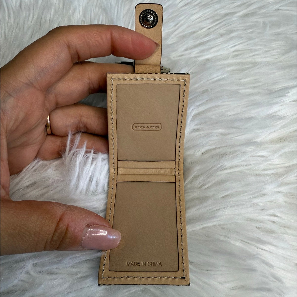 Vintage 2" COACH y2k Canvas Signature Photo Picture Frame Bag Charm Key Fob