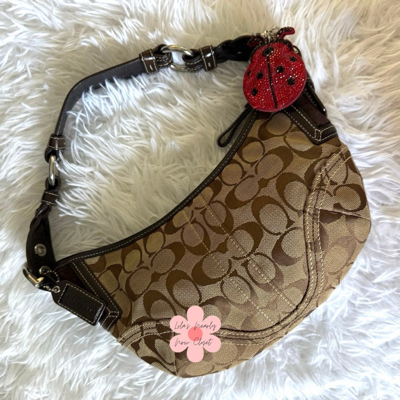 y2k COACH 2006 Brown Signature Hobo Shoulder Bag