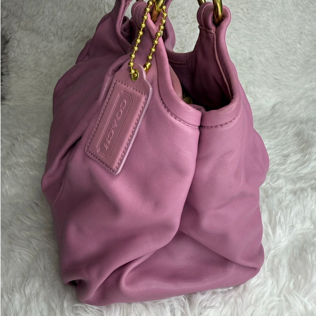 COACH y2k Parker Hobo Handbag Kisslock Dusty Rose Lilac Purple Leather Bag Purse