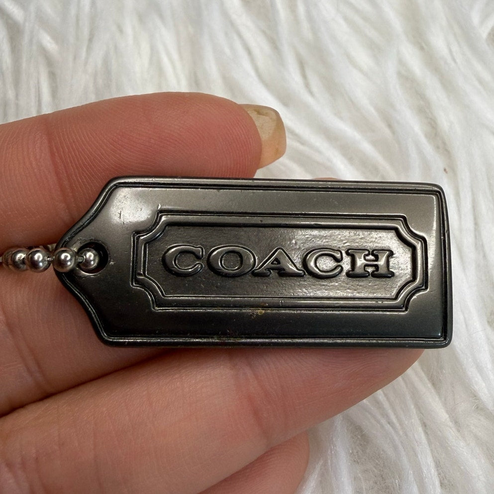 1.5" COACH Gunmetal y2k Fob Bag Charm Hang tag Hangtag