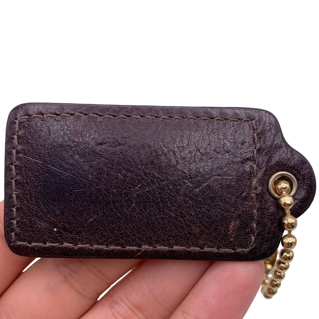 2" COACH Texture Brown Fob Bag Charm Hang tag Hangtag