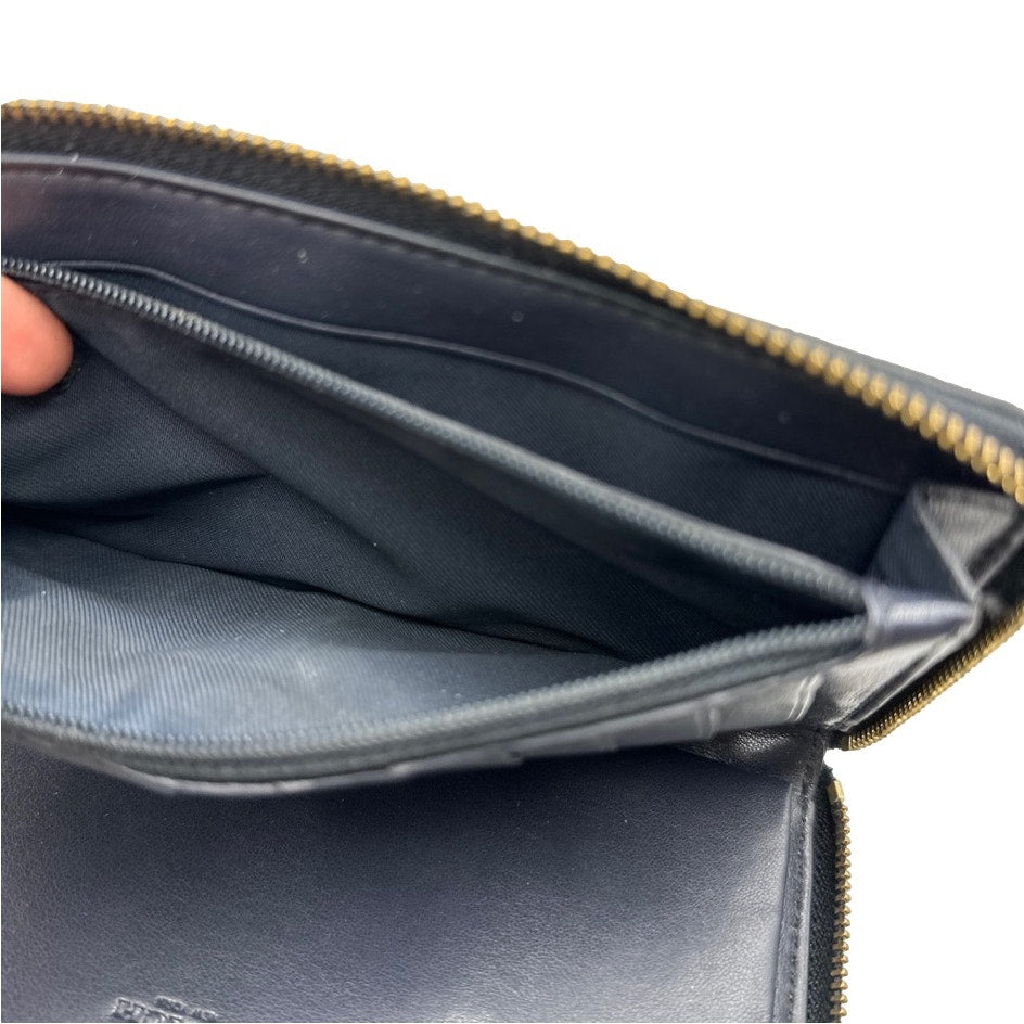 COACH Navy Blue Signature Dotted Zip Around Wallet