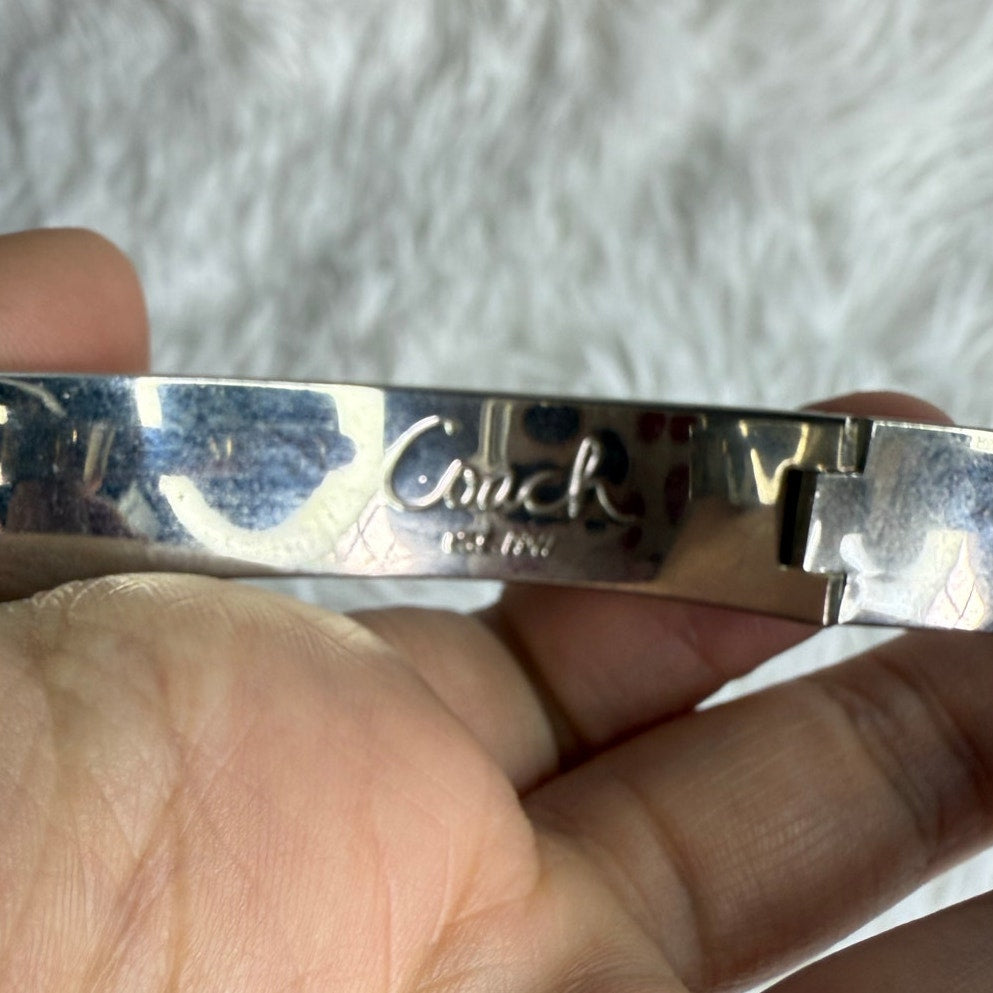 COACH C Logo Signature Silver Bangle Bracelet