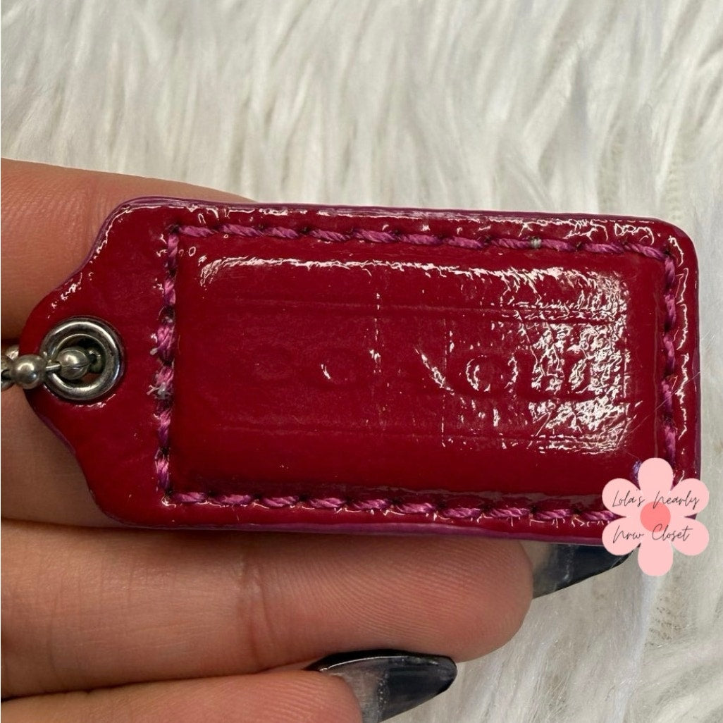 1.5" COACH Pink Silver Fob Bag Charm Hang tag Hangtag