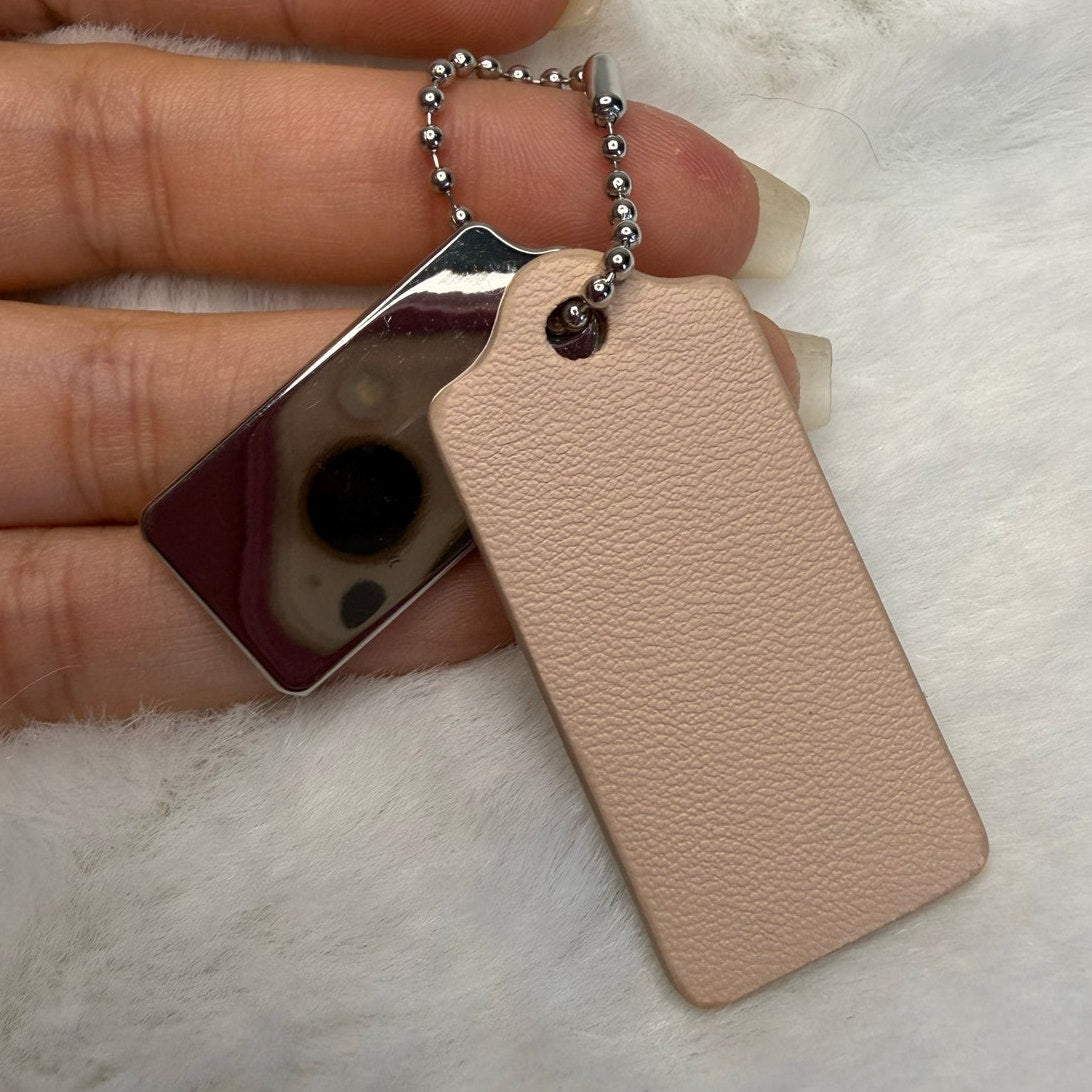 1.5" COACH Cream Silver Hang Tag Key Fob Bag Charm Set