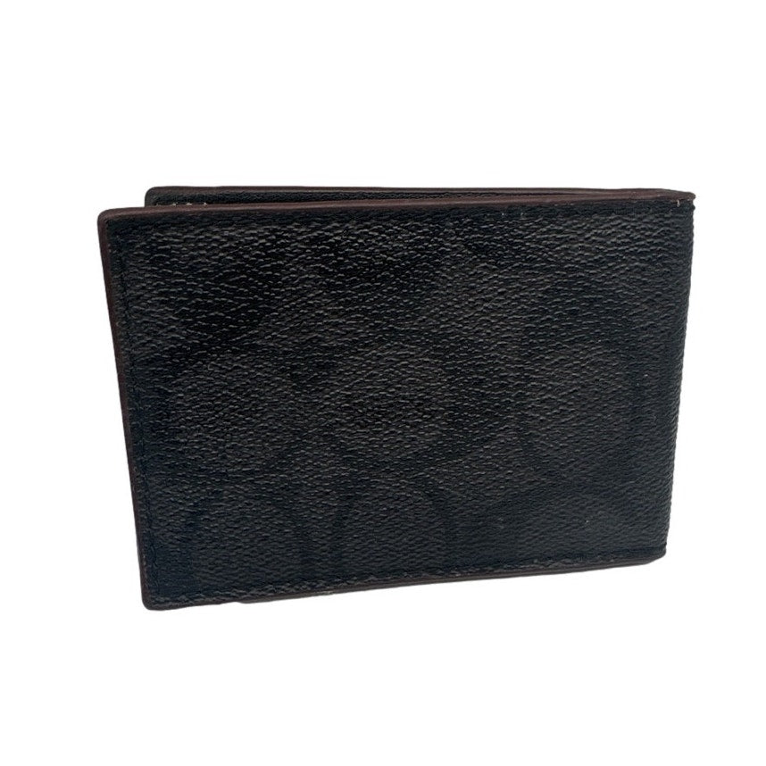 COACH Black Coated Canvas Card Holder Case