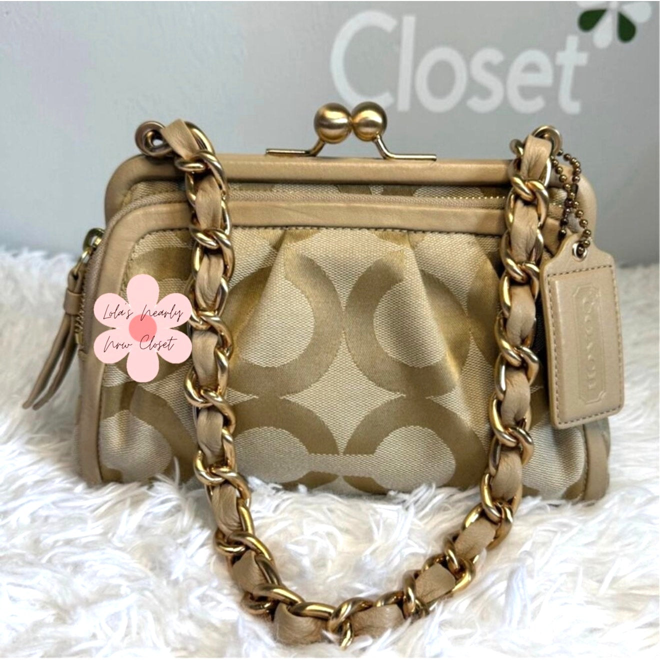 y2k COACH 2008 Parker Op Art Kisslock Shoulder Bag