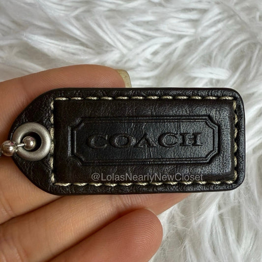1.5" y2k COACH Brown Fob Bag Charm Hang tag Hangtag