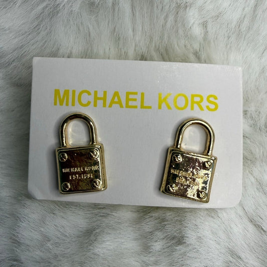 MICHAEL KORS Est 1981 Gold-Tone Logo Padlock Stud Earrings