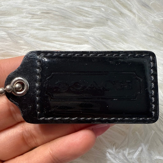 2” COACH Black Patent Leather Fob Bag Charm Hang tag Hangtag