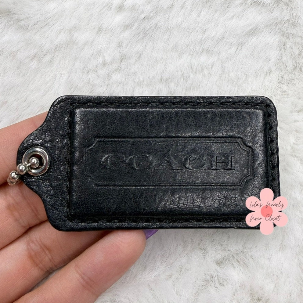 2.5" COACH Black Fob Bag Charm Hang tag Hangtag