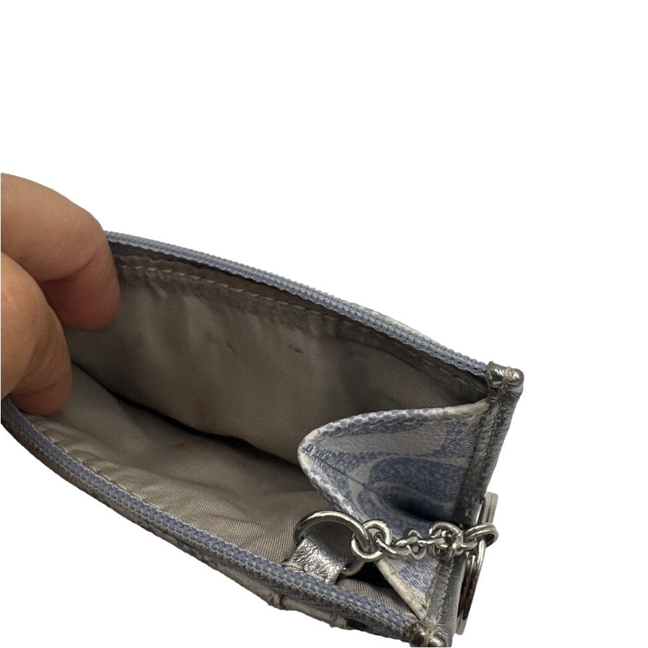 SALE COACH Gray Coated Canvas Card Holder Wallet Wristlet