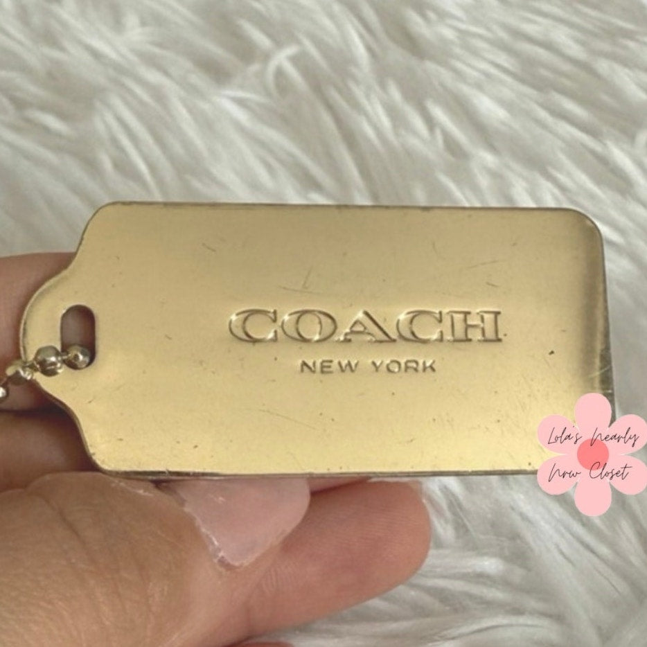 2" COACH Gold Metal Fob Bag Charm Hang tag Hangtag