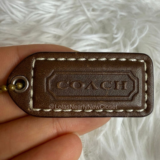 1.5" y2k COACH Brown Fob Bag Charm Hang tag Hangtag