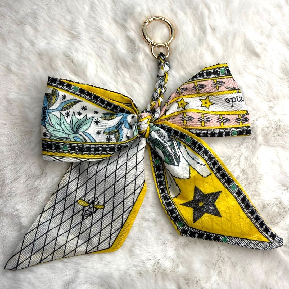 New Weave Bowknot Pendant Bag Charm Soft Silk Scarf Keychain Fashion Charm