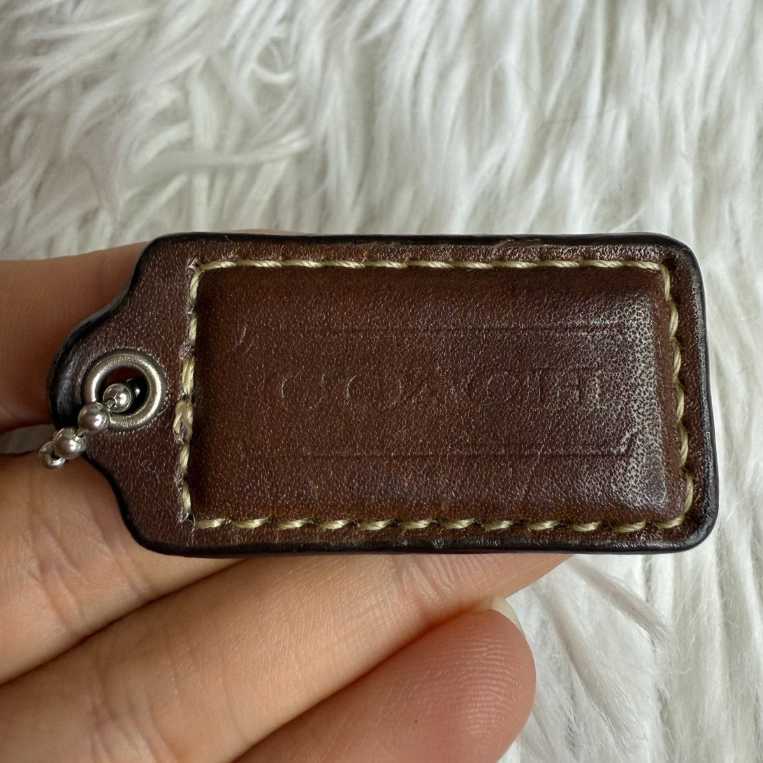 1.5" COACH Brown Y2K Vintage Fob Bag Charm Hang tag Hangtag