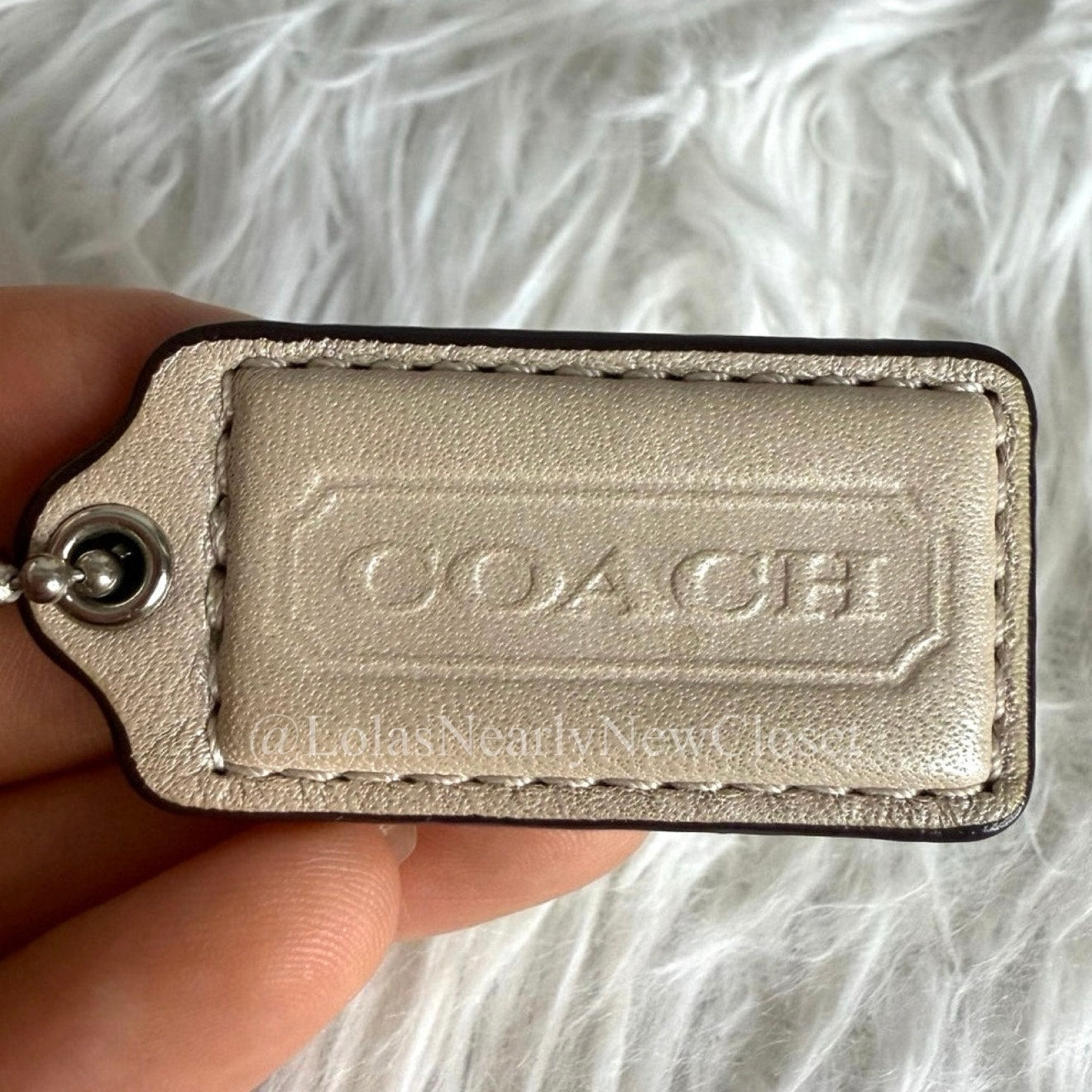 2" COACH Beige Fob Bag Charm Hang tag Hangtag
