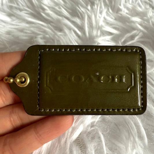 2.5" COACH Green Fob Bag Charm Hang tag Hangtag
