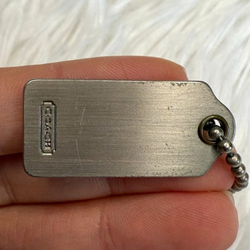 1” COACH Silver Metal Fob Bag Charm Hang tag Hangtag