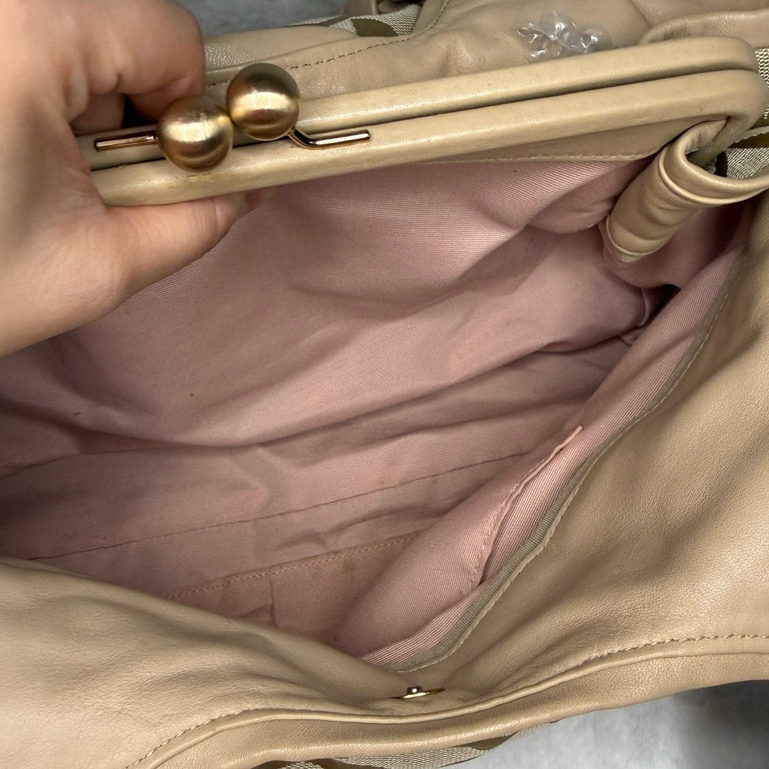 COACH Parker Hobo Handbag Kisslock Leather Canvas Bag Purse Shoulder Bag