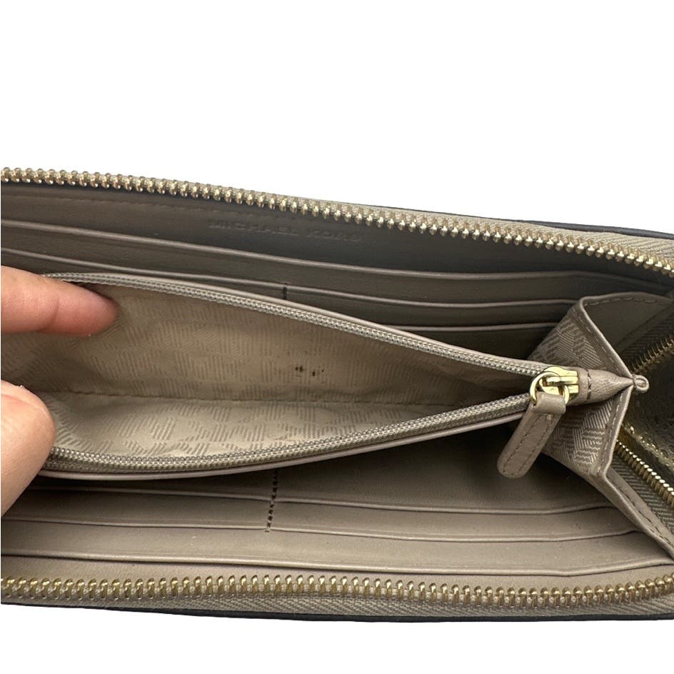 MICHAEL KORS Taupe Zip Around Wallet
