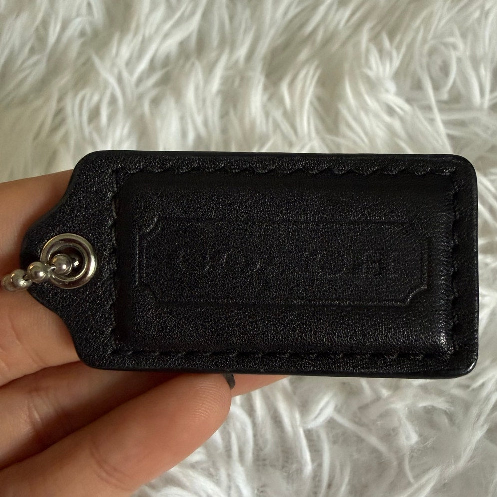 2" COACH Black Fob Bag Charm Hang tag Hangtag