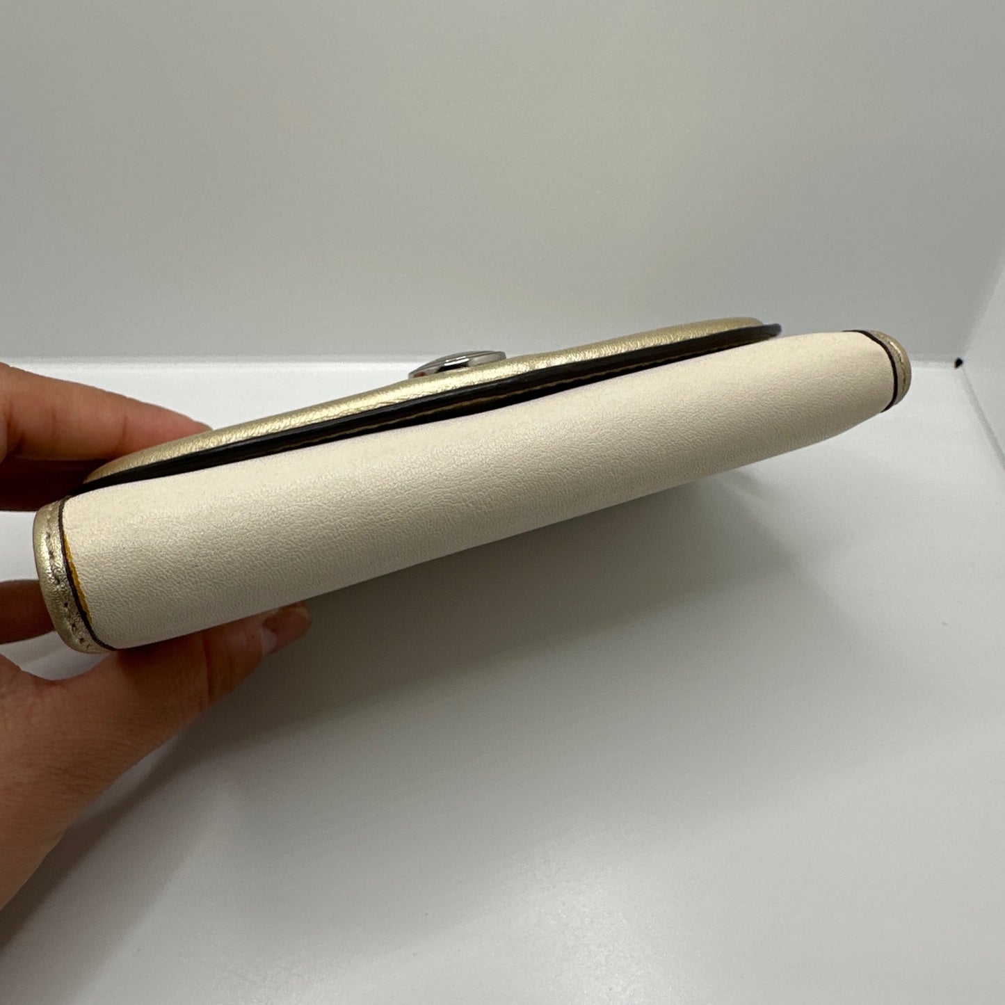 COACH Gold and off white Trifold Wallet