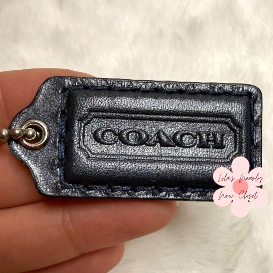 1.5" COACH Metallic Blue Fob Bag Charm Hang tag Hangtag