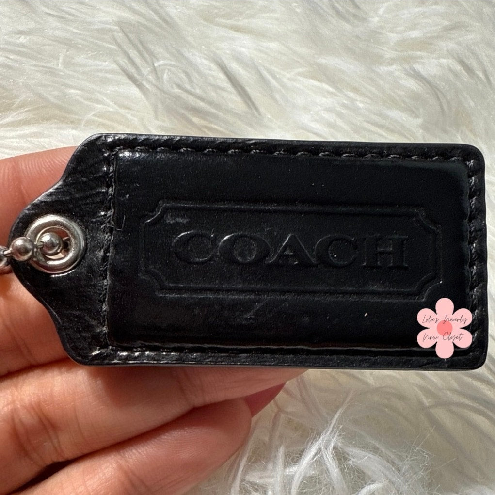 2” COACH Black Fob Bag Charm Hang tag Hangtag