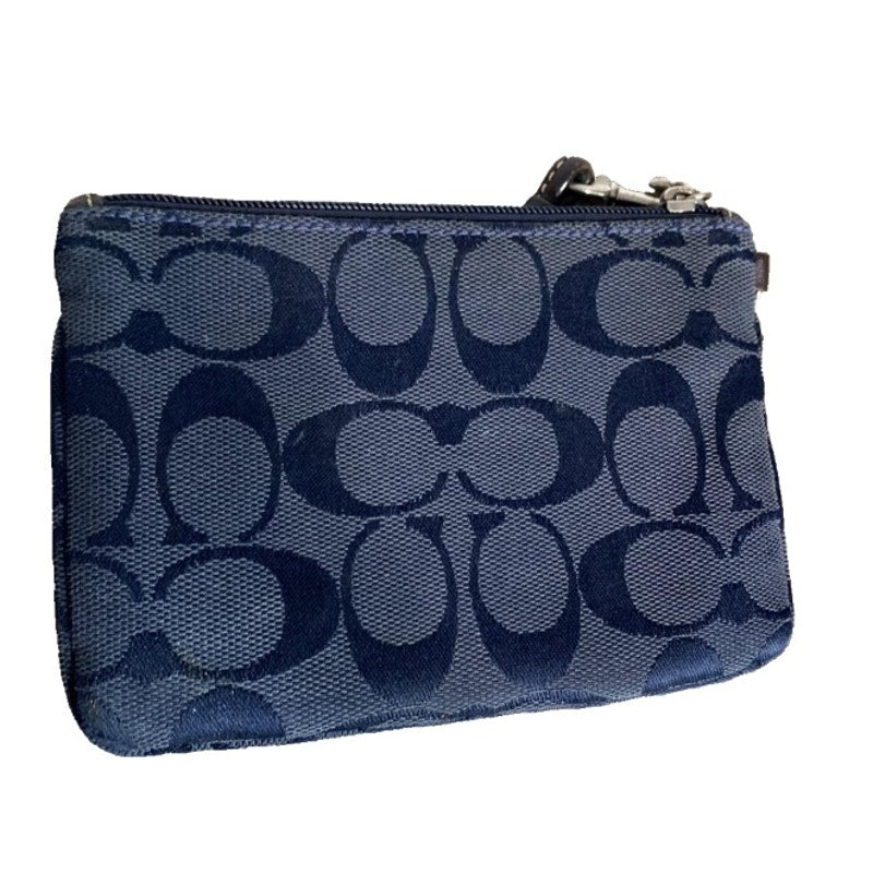 COACH Blue Signature Canvas Wristlet