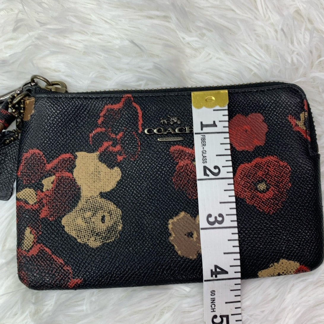 COACH Black Floral Wristlet