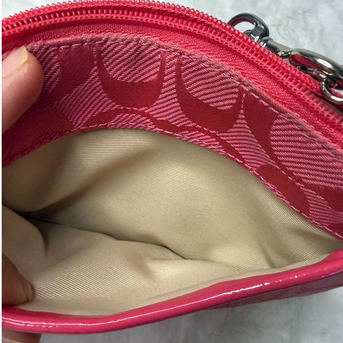 COACH Pink Signature Canvas Wristlet