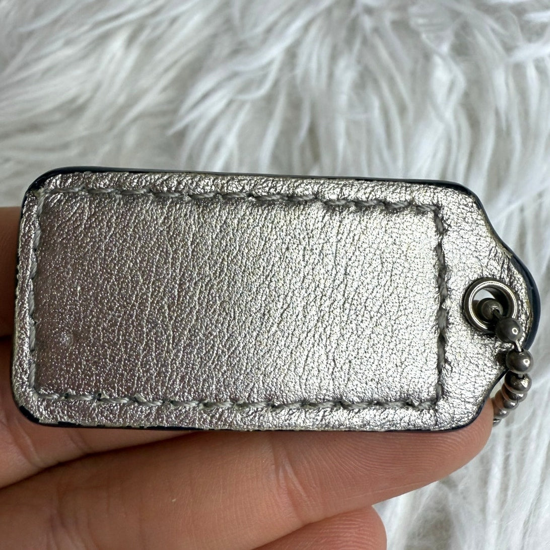 1.5" COACH Silver Fob Bag Charm Hang tag Hangtag