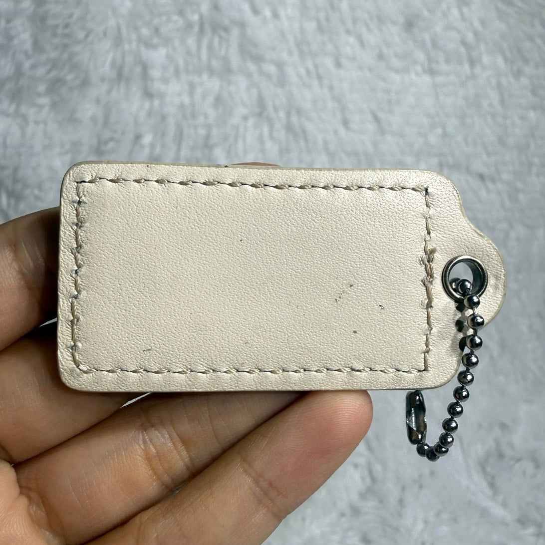 2" COACH White Fob Bag Charm Hang tag Hangtag