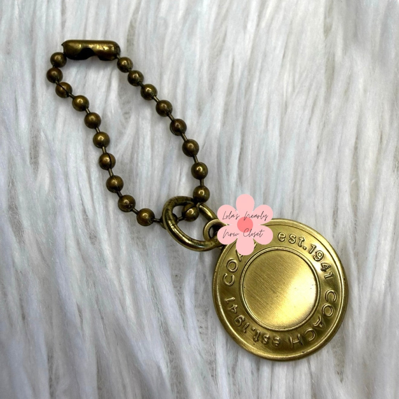 1" Coach Metal Circle Hangtag Hang Tag Bag Charm