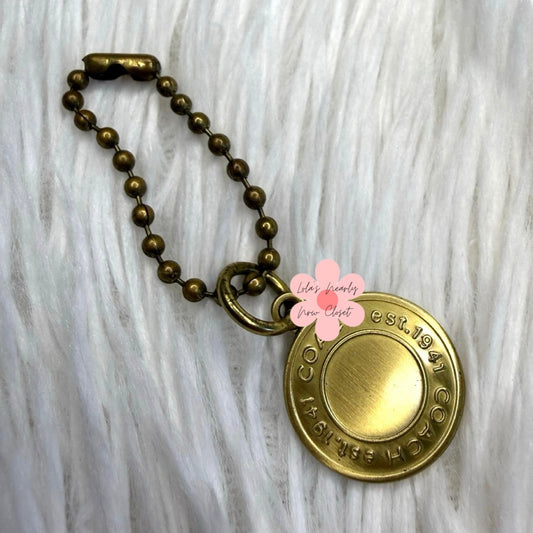 1" Coach Metal Circle Hangtag Hang Tag Bag Charm