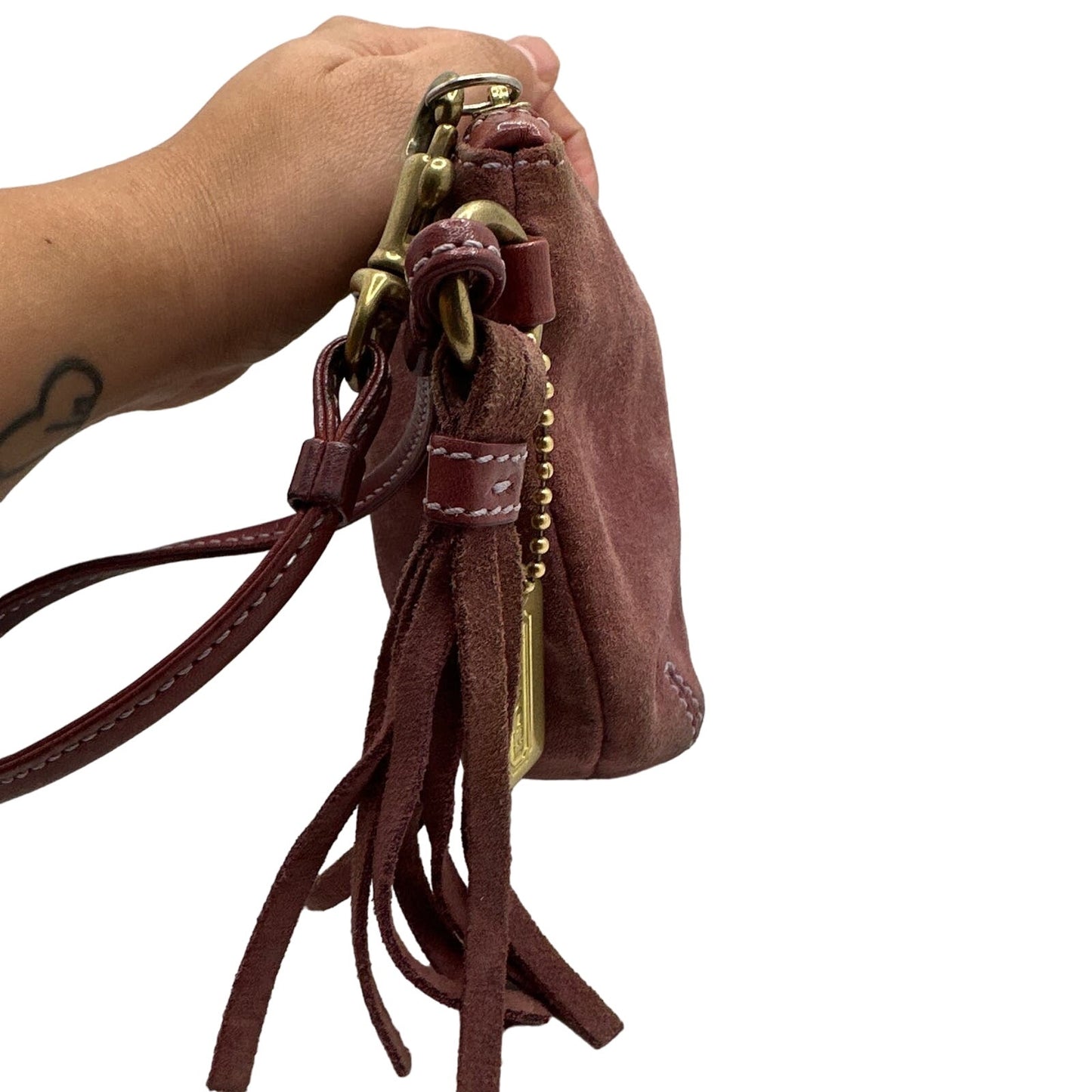 y2k COACH Vintage Suede Tassel Wristlet