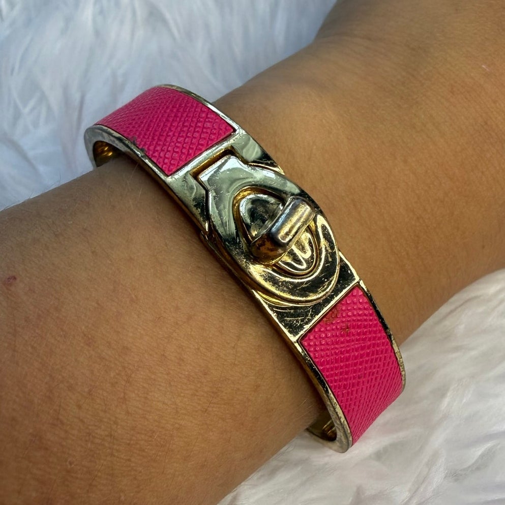 COACH Leather Turn Lock Hinges Bangle Bracelet