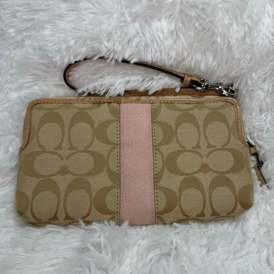 COACH Tan Signature Canvas Wristlet  Wallet