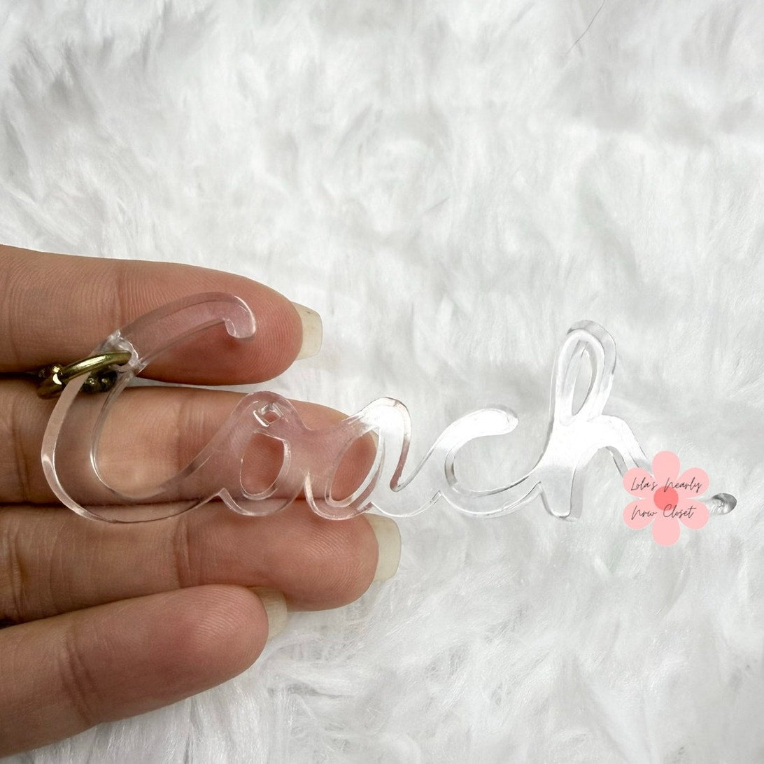 3” COACH Clear Poppy Fob Bag Charm Hang tag Hangtag