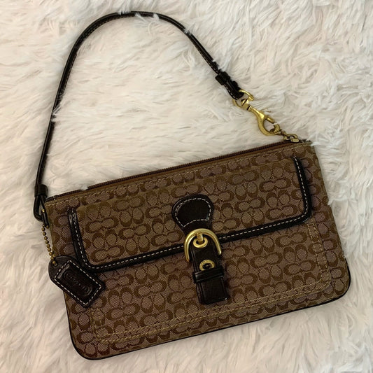 y2k COACH Brown Signature Canvas Wristlet