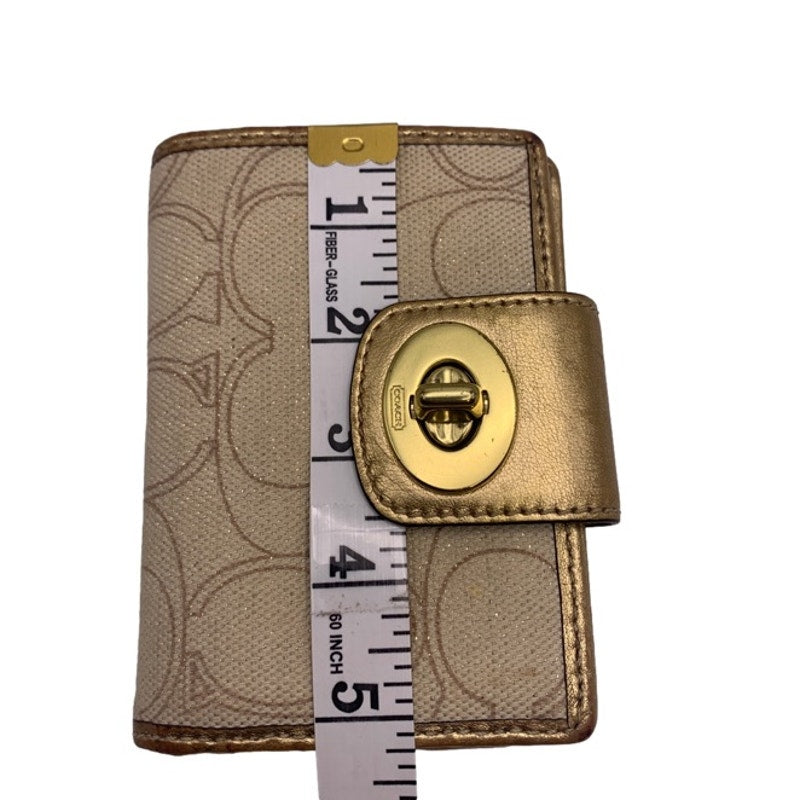 COACH Brown Gold Signature Canvas Wallet