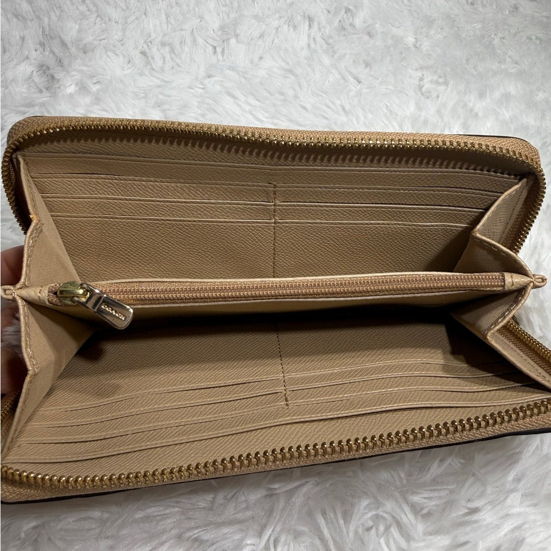 Coach Zip-around Neutral Beige Wallet